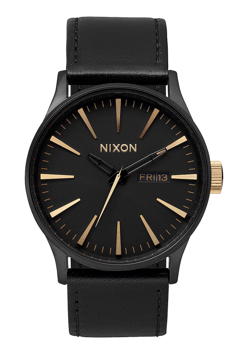 Sentry Leather Matte Black / Gold