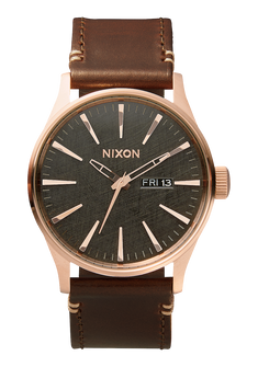 Sentry Leather Rose Gold / Gunmetal / Brown