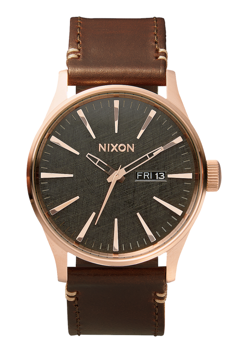 Sentry Leather Rose Gold / Gunmetal / Brown