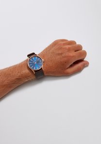 Sentry Leather Rose Gold Navy Brown View 5