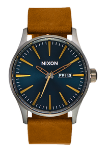 Sentry Leather Gunmetal Indigo Brown View 1