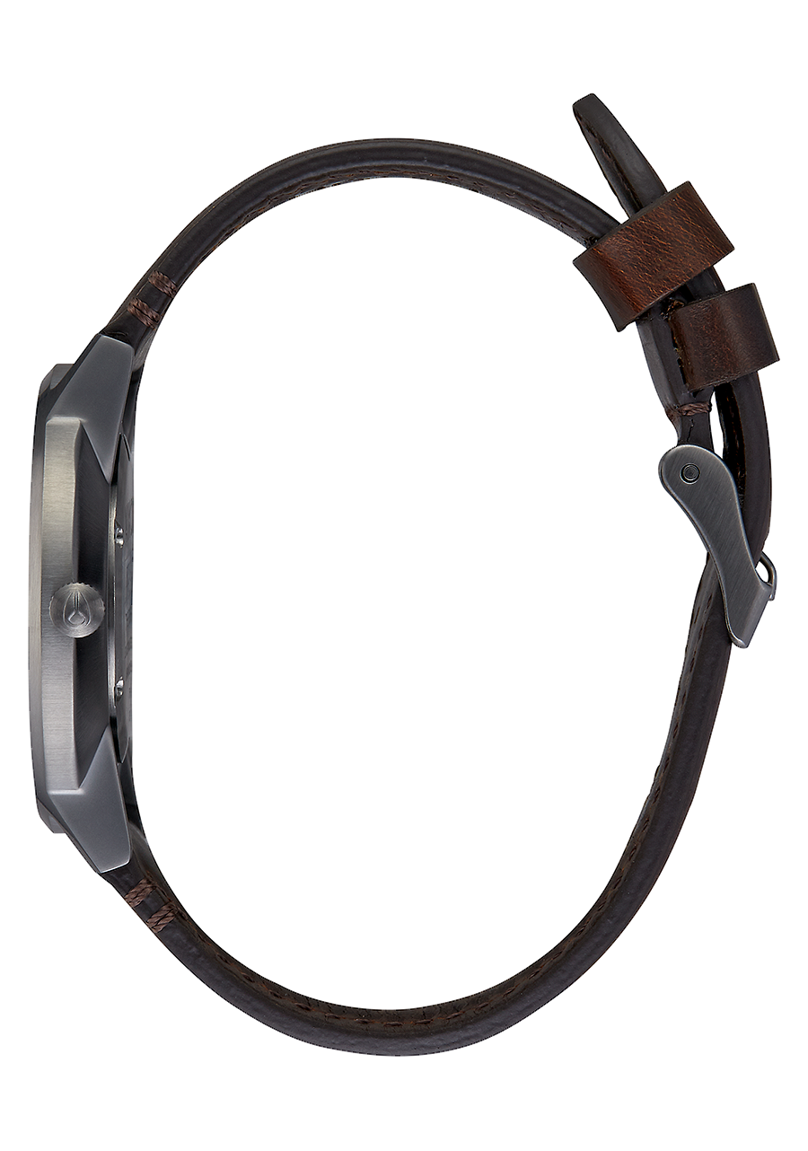 Porter Leather Gunmetal White Brown View 2