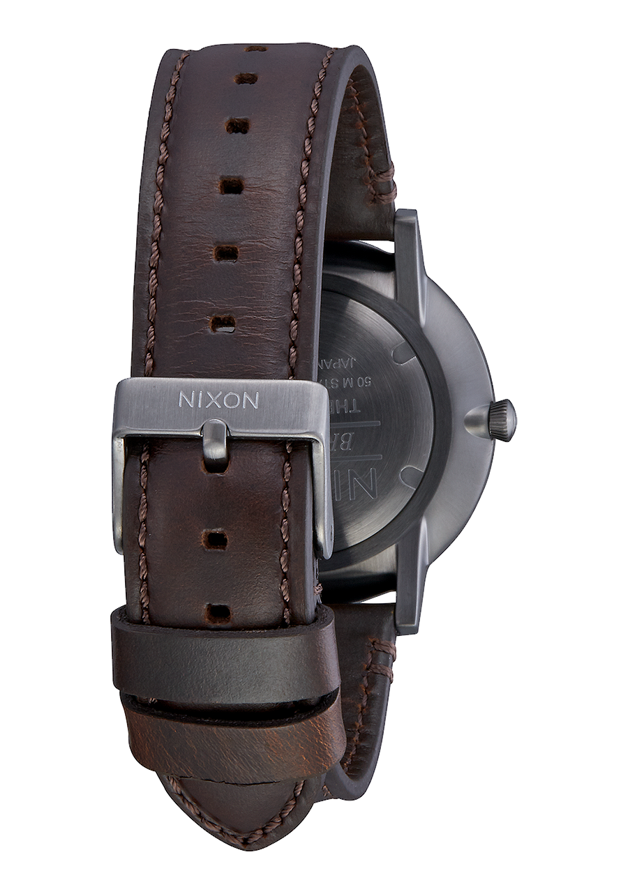 Porter Leather Gunmetal White Brown View 3