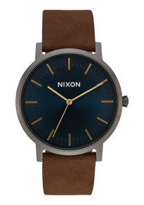 Porter Leather Gunmetal Indigo Brown View 1