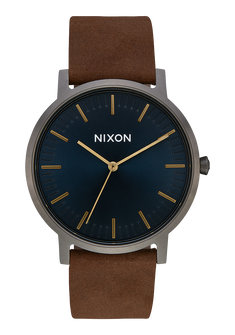 Porter Leather Gunmetal Indigo Brown