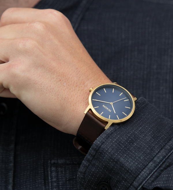 Porter Leather Navy / Brown