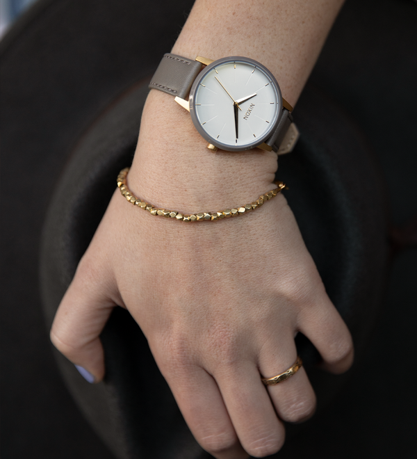 Kensington Leather Gold White Gray