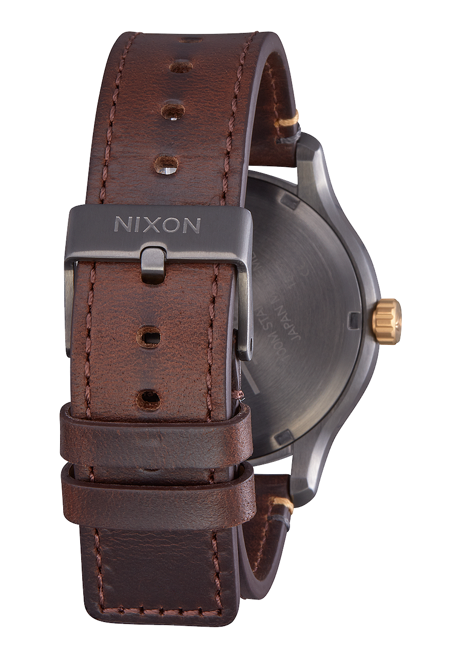 Patrol Leather Gunmetal Gold Dark Brown View 3