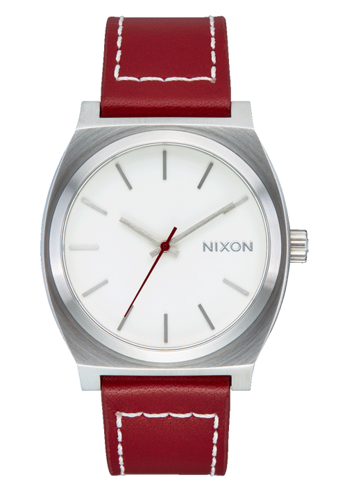 Time Teller Leather Silver / Egret / Cranberry