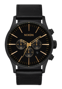 Sentry Chrono Leather Matte Black / Gold / Black View 1