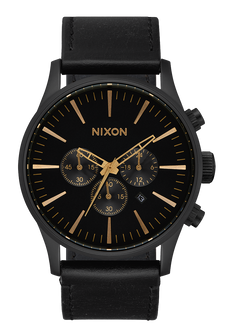 Sentry Chrono Leather Matte Black / Gold / Black
