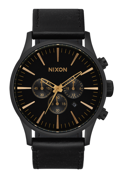 Sentry Chrono Leather Matte Black / Gold / Black
