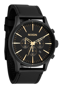 Sentry Chrono Leather Matte Black / Gold / Black View 2