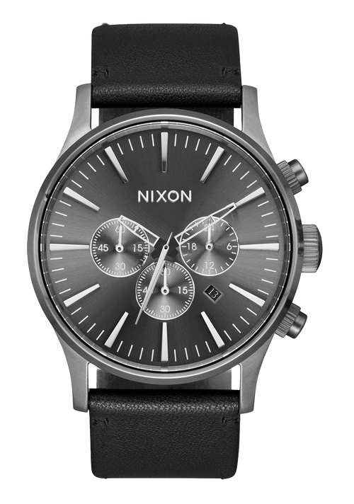 Sentry Chrono Leather All Gunmetal / Black