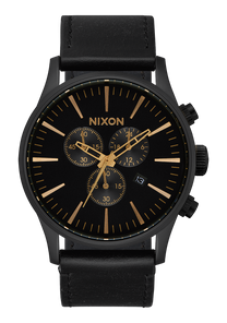 Sentry Chrono Leather V1 Matte Black / Gold / Black View 1