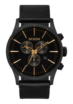 Sentry Chrono Leather V1 Matte Black / Gold / Black