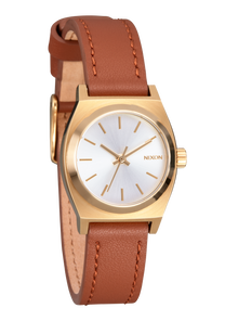 Small Time Teller Leather Light Gold / White Sunray View 2