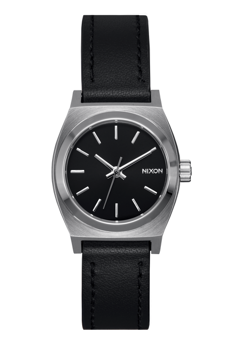 Small Time Teller Leather Silver / Black