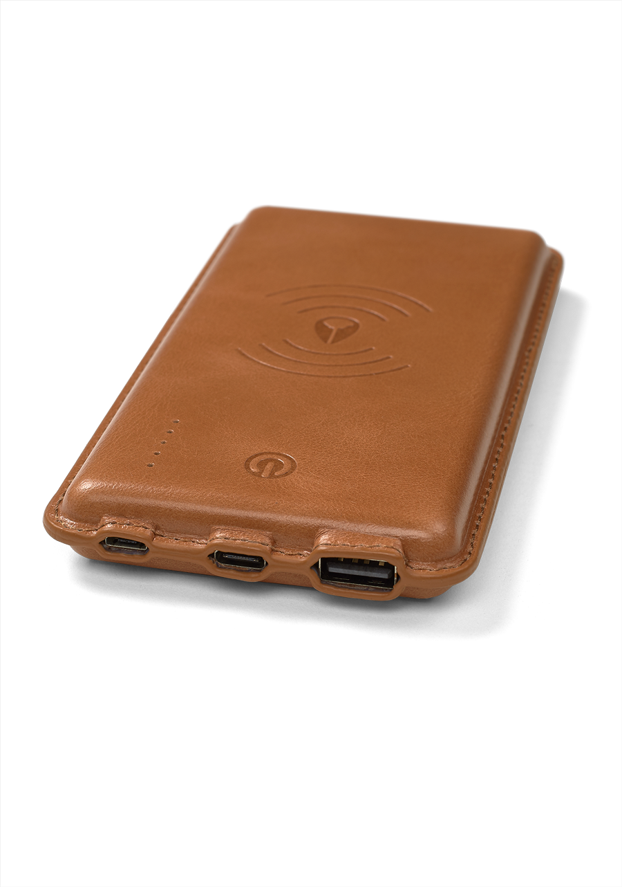 Wireless Charging Powerbank Brown View 1