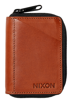 Orbit Zip Card Leather Wallet Saddle