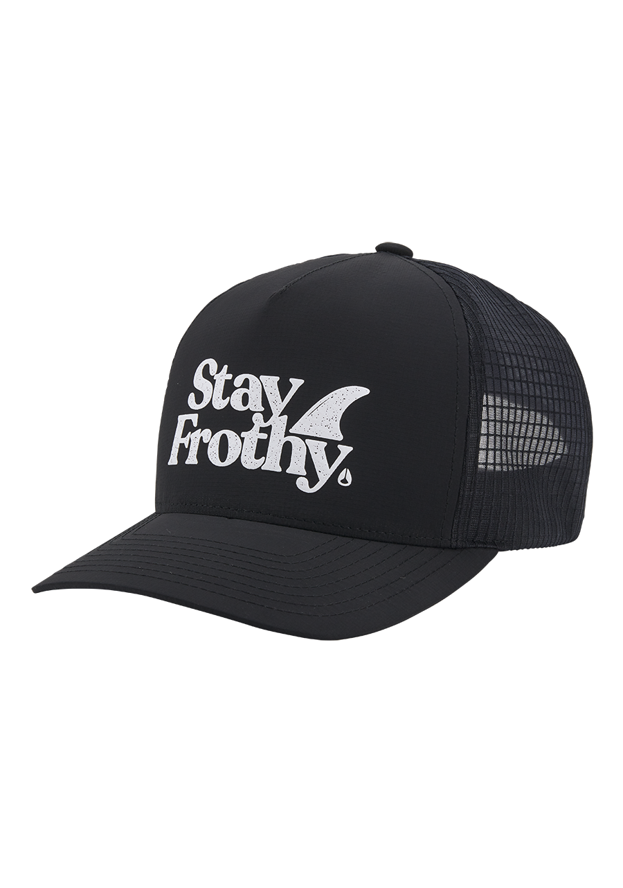 Frothy Snapback Hat Black White View 1