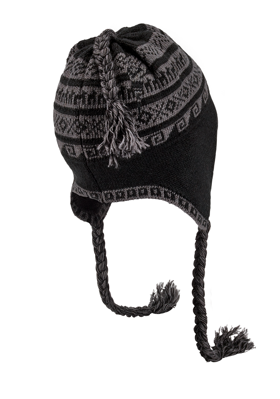 Bennett Earflap Beanie Black Gray View 4